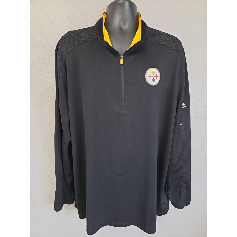 Majestic Cool Base Pittsburgh Steelers 3XL Quarter Zip Pullover Men's Black Gold